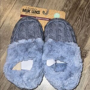 Muk Luks Blue Cable Knit Women's Slippers